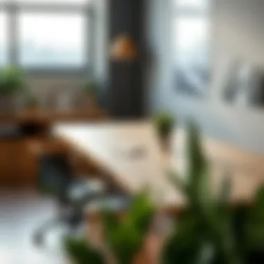 Contemporary Shared Work Table Versatile shared work table in a contemporary office