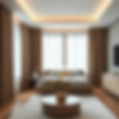 Modern Bedroom Featuring Taupe Curtains Modern bedroom that incorporates taupe curtains for a serene atmosphere.