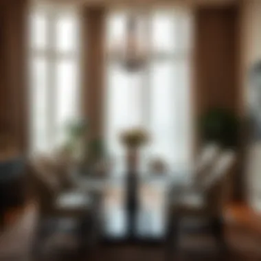 Stylish Dining Area with Taupe Decor Stylish dining area showcasing taupe curtains that enhance the ambiance.