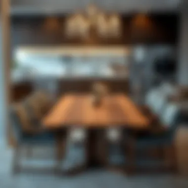 Sophisticated Walnut Dining Table Set Elegant walnut dining table set in a modern kitchen