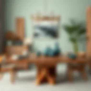 Stylish Walnut Table with Decorative Accents Stylish walnut table with decorative tableware