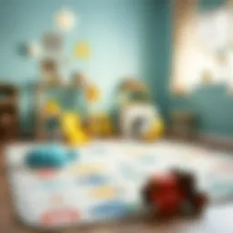 A beautifully designed washable rug in a child's playroom