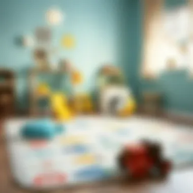 Stylish Washable Rug for Kids' Room A beautifully designed washable rug in a child's playroom