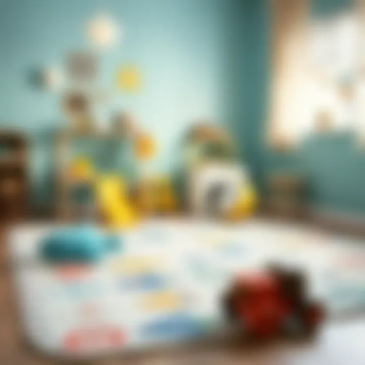 Stylish Washable Rug for Kids' Room A beautifully designed washable rug in a child's playroom