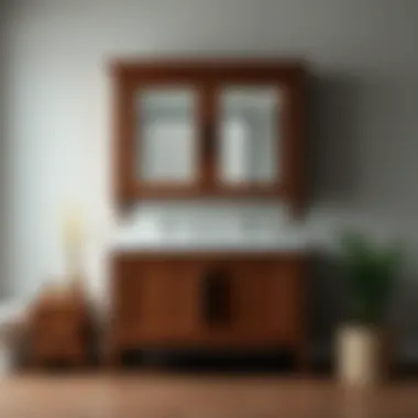 Sophisticated Wooden Bathroom Cabinet Elegant wooden bathroom cabinet in a modern setting