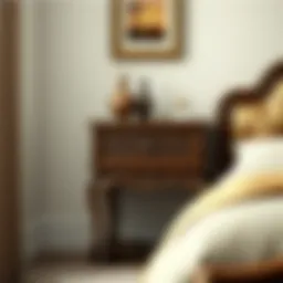 Elegant wooden bedside table with intricate carvings