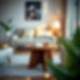 Stylish Wooden Side Table Elegant wooden side table in a modern living room setting