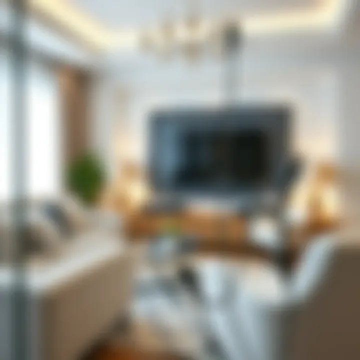 Living Room with Decorative Cable Organization Elegant living room showcasing organized cables with decorative clips