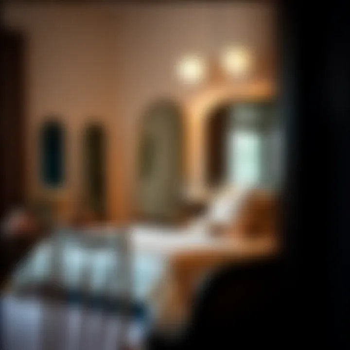 Stylish Arrangement of Mirrors Stylish arrangement of mirrors in a cozy bedroom