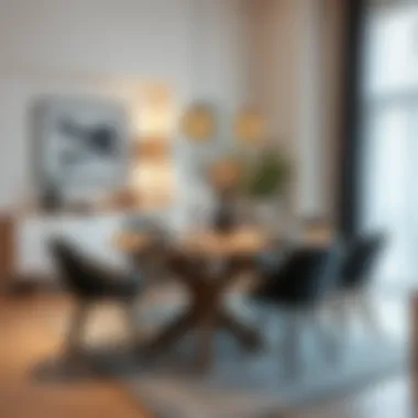 Stylish dining table set with unique decor elements