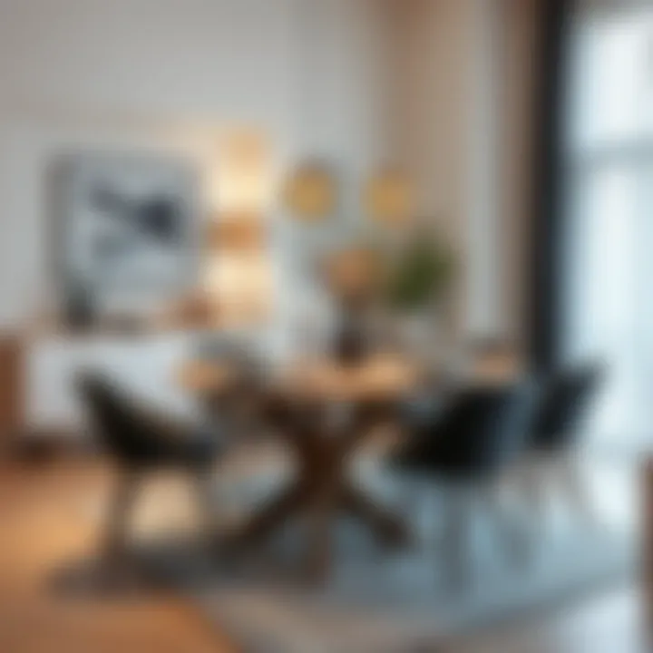 Stylish dining table set with unique decor elements