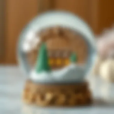 A close-up of intricate design elements in a snow globe