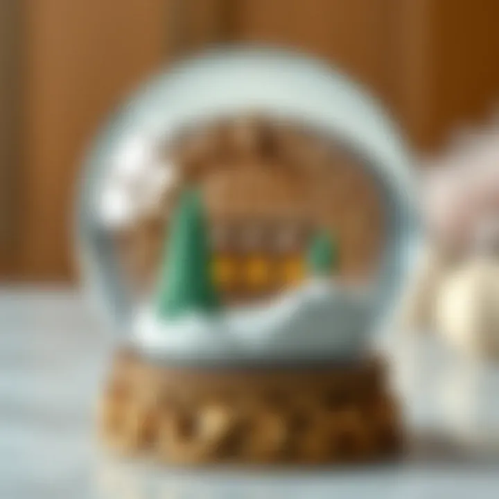 A close-up of intricate design elements in a snow globe