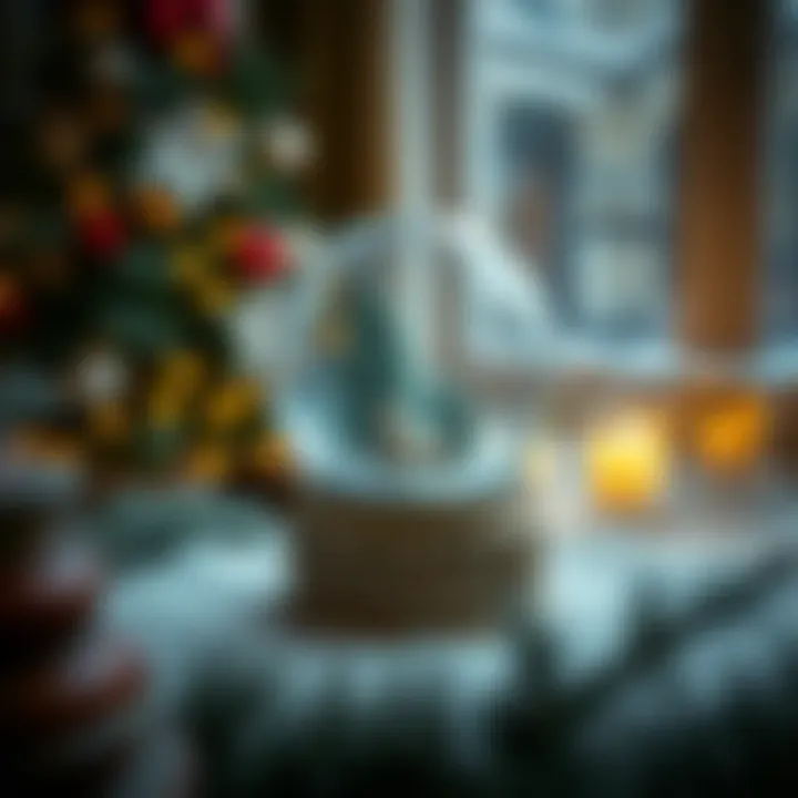 An elegant display of a snow globe in a festive setting