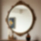 Elegant round mirror in an ornate frame showcasing interior design