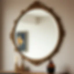 Elegant round mirror in an ornate frame showcasing interior design