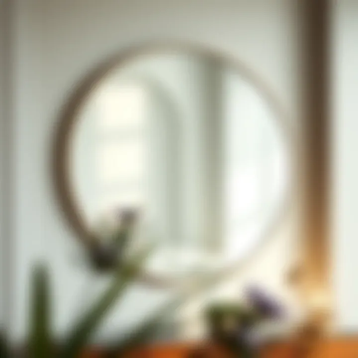 Modern round mirror in a minimalist setting reflecting natural light