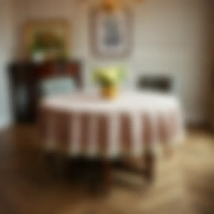 Luxurious Round Tablecloth with Intricate Patterns Luxurious round tablecloth showcasing intricate patterns